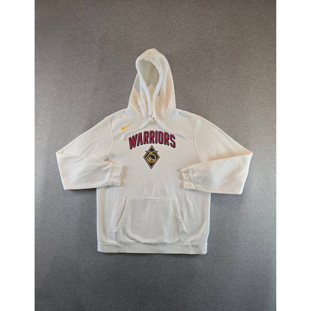 Nike Golden State Warriors Hoodie Mens L White NBA 75th Anniversary Club Fleece